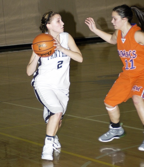 Brittany Kennedy looks for a teammate to pass the ball to against Auburn Mountainview Dec. 15 at home.