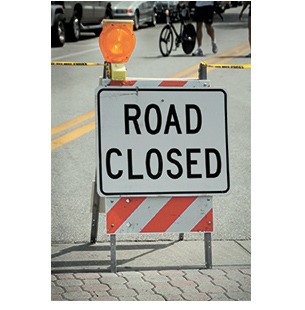 Road and street closures.