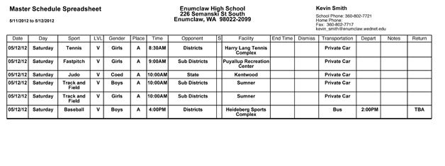 Enumclaw sports schedule