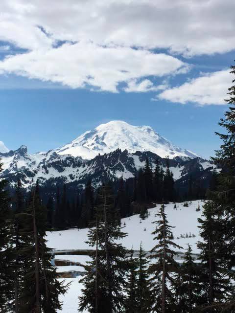 Mount Rainier on a clear day at Reflection Lakes.