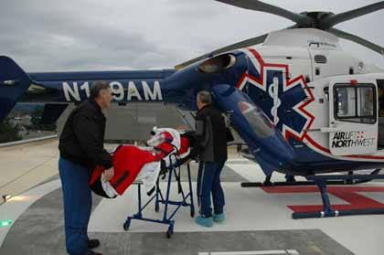 Airlift Northwest made a practice run to the newly-installed helipad at St. Elizabeth Hospital in Enumclaw Dec. 23.