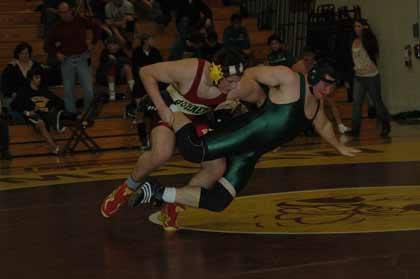 Enumclaw High's Colton Malek got the best of his Kentridge opponent during competition Dec. 23.
