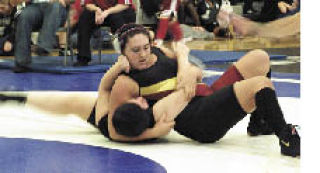 This Enumclaw High grappler definitely has the upper hand during weekend action.