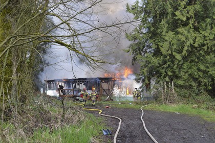 Firefighters responded to a structure fire Thursday evening south of the White River Amphitheatre.