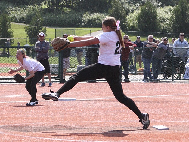 Senior Melissa Charron pitches during the first round game against Mount Si on Friday. The Panthers advanced to the next round after winning 14-9.