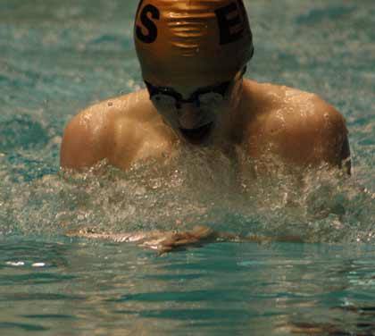 EHS freshman Bennon VanHoof sprinted to a school record in the 100-yard breaststroke Friday at the Class 3A state swim meet.