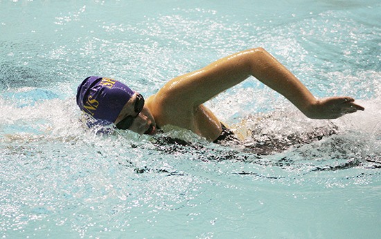 Mikaela Miele swimming the 200 meter free swim.