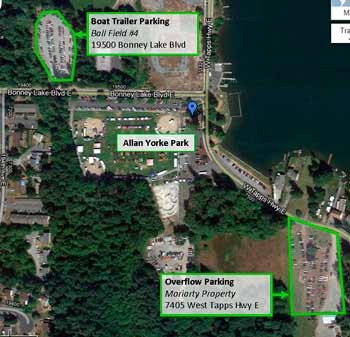 The city of Bonney Lake will be striping parking lots for easier parking this weekend at the Allan Yorke Park boat launch.