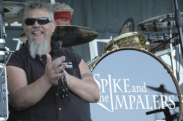 Spike O'Neill on stage at the Spike and the Impalers concert in Allan Yorke Park July 10.