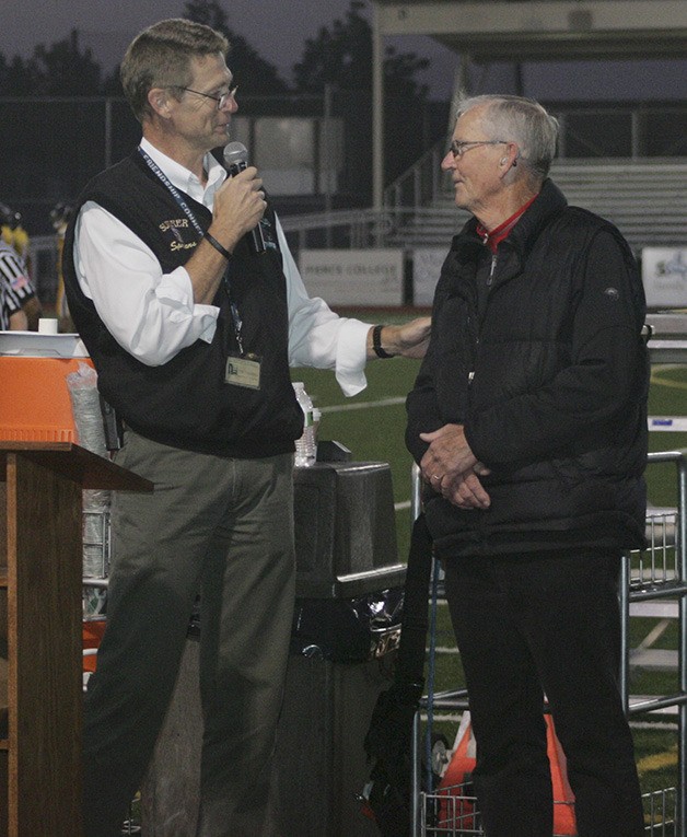 John Anderson (right) stands with Sumner School District's Athletic Director Tim Thomsen. Anderson