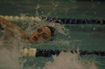 Erin Wessel races the freestyle leg of the Enumclaw girls 200-yard medley relay.