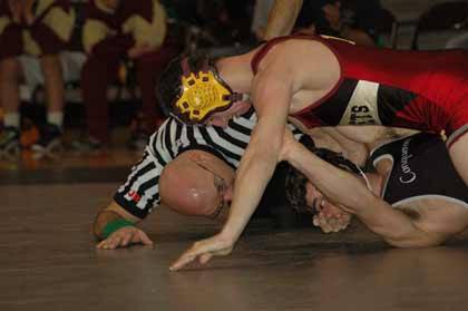 Enumclaw High's Chance Mitchell pinned his Kentwood opponent Dec. 23 during the Kentwood Duals.