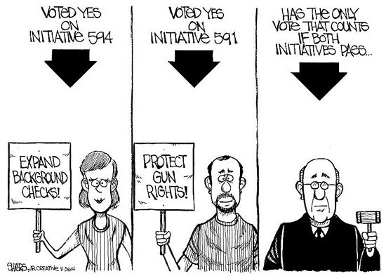 This weeks political cartoon comments on the effect voters have on key initiatives.