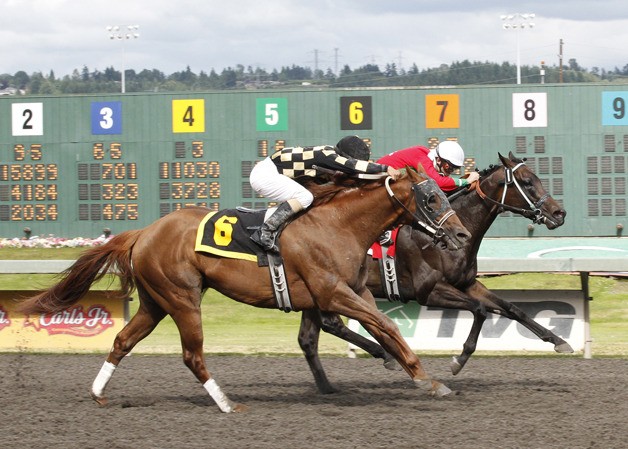 Italian Boy (inside) holds off D'honorable One in the $50