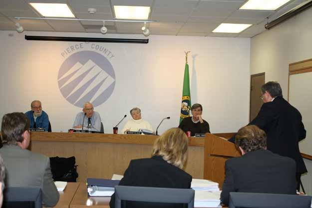 Bonney Lake City Administrator Don Morrison address the Pierce County Boundary Review Board March 8.