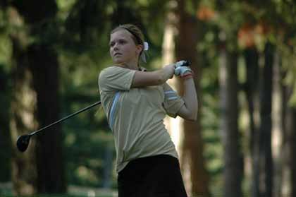 Madeline Petellin turned in Enumclaw High's top score Thursday against Decatur with a 5-over par 40.