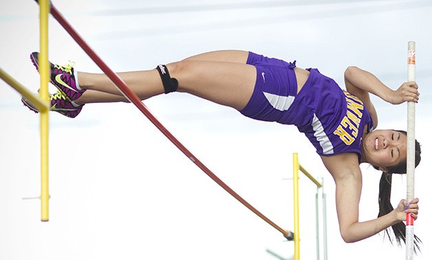 Kimi Nakayama leapt 10 vertical feet in the West Central District III pole vault finals.