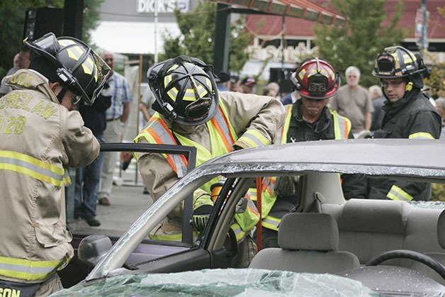 Firefighter demonstration at car show in Enumclaw Saturday