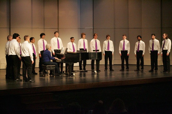Sumner’s Men of Chamber Choir practiced presenting and singing their songs at a free concert at the high school on Feb. 3. The school’s next concert will be on March 26 in the Performing Arts Center.