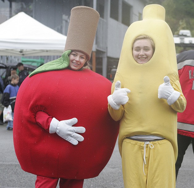 An apple and banana entertained the kids at the East Pierce Fire & Rescue open house Saturday