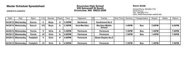 Enumclaw High Sports Schedule