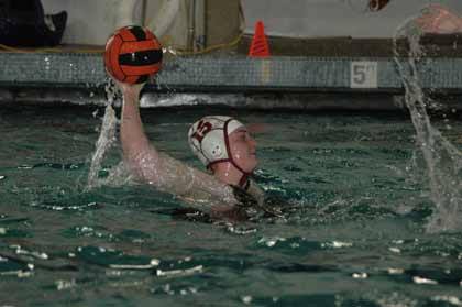 Annie Birklid takes a shot on goal during the Enumclaw High girls water polo Maroon-White scrimmage Friday at the Enumclaw Aquatic Center.