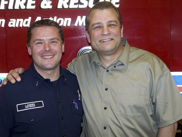 Lieutenant paramedic Jason Sanders with Dave Sanders