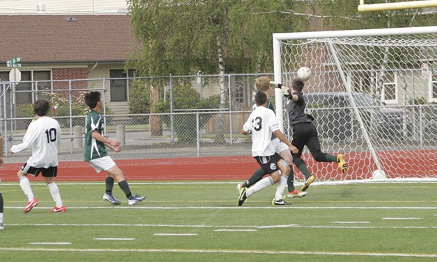 Zach Jones kicked the ball that deflected off a Shorecrest defender into the goal at 2:44 May 25 at Sparks Stadium.