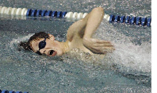 Sumner’s Zane Gustafson finished second in the 200-yard freestyle against Enumclaw Jan. 6.