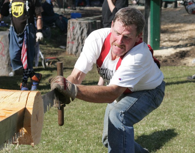 Saw bucking was a one of the events at the Buckley Log Show Saturday.