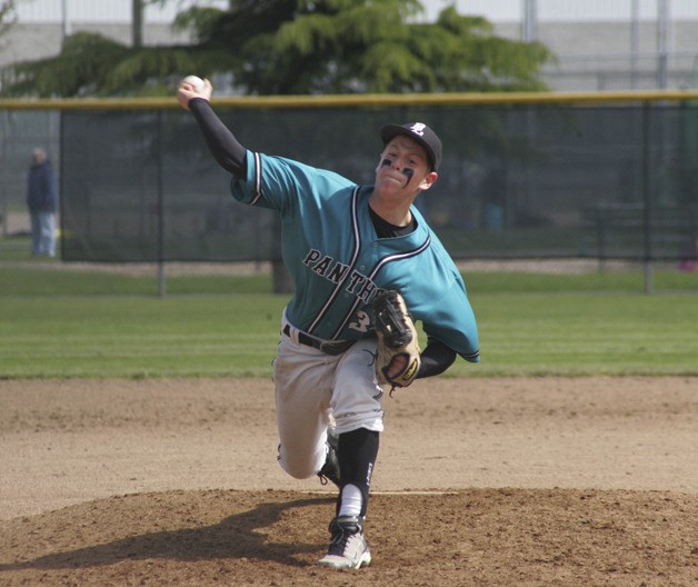 Nate Potterf threw a seven inning shutout for Bonney Lake Saturday in the SPSL subdistrict playoff victory over Highline.