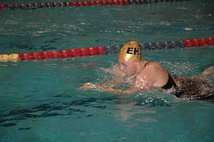 EHS's Bella Davenport came back from knee surgery to race at the 3A state swim and dive championships Friday.