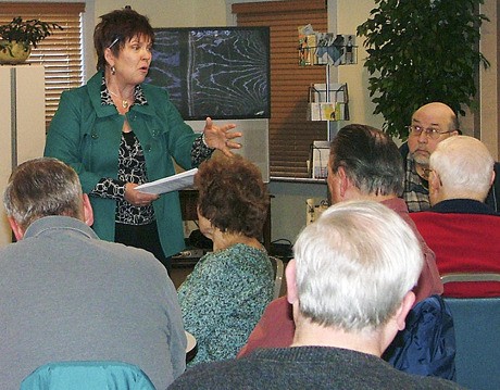 Sen. Pam Roach speaks to a group of residents during the Jan. 8 town hall meeting at the Bonney Lake Senior Center.