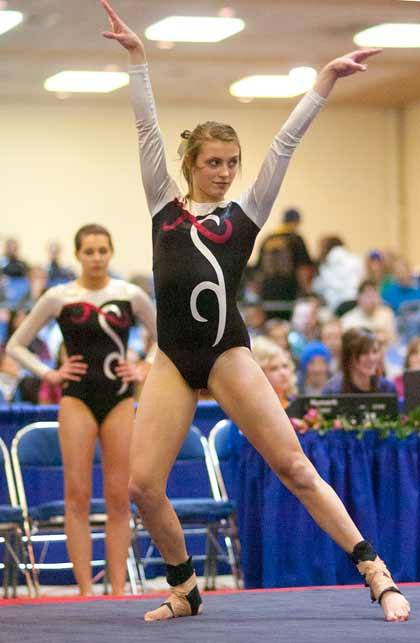 Olivia Bannerot and the Enumclaw High gymnastics team cleaned up during Day 1 of the state gymnastics meet.