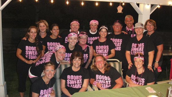 Mary Charron (in chair at left) with the 2012 Charron Steps For A Cure 3-Day team. Team Captain Deneen Nelson is seated at right.