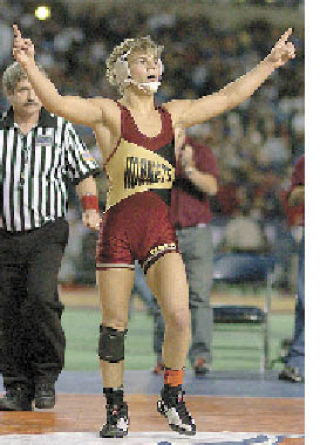 Sam Bauer became the Hornets’ first two-time state wrestling champion Saturday night.