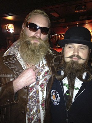 Matthew 'Matthias Driftwood' Evritt Fortin of Sumner and 'Evil Nate' Roberts of Bonney Lake at the Olympia Grand Invitational Beard Competition