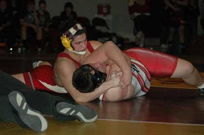 Colton Sambrano put the exclamation point on Enumclaw's win over Orting with a 45-second pin.