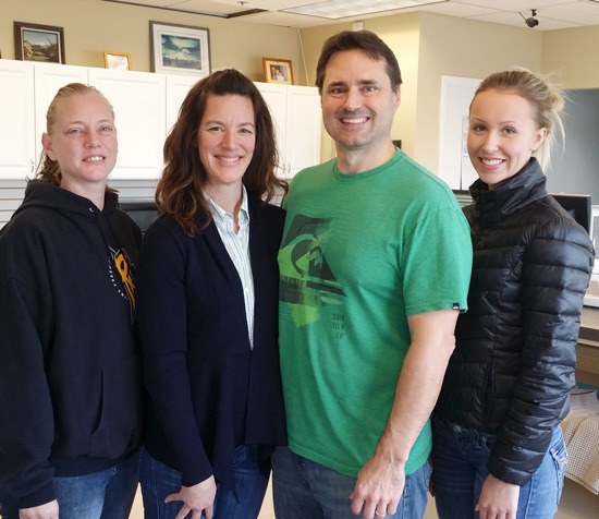 The pharmacy staff includes assistant Dana; pharmacist/owner Becky; owner Jeff; and technician Toree.