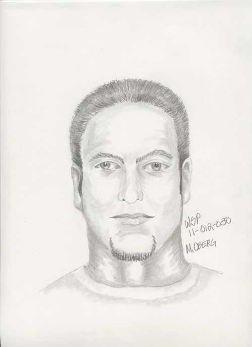 A police sketch of the suspect in Monday's drive-by shooting on state Route 167 in Sumner