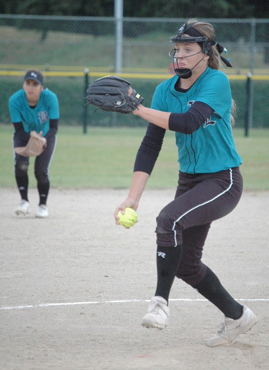 Bonney Lake ace Brooke Nelson delivers during the Panthers' Friday victory at the district fastball tournament.