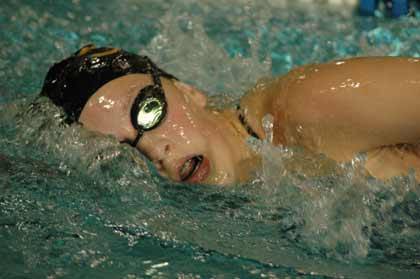 Sumner's Kallan Gustafson raced to a district-qualifying time in the 200-yard freestyle.