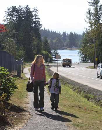 Mandy and Jameson Farmer walk to Emerald Hills Elementary as part of International Walk to School Day