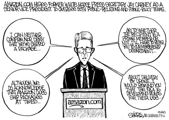 Amazon.com hires former White House Press Secretary Jay Carney.