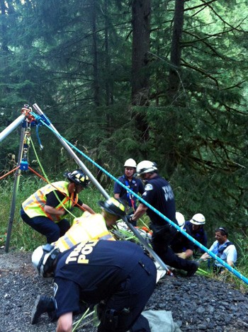 The East Pierce Fire and Rescue Technical Rescue Team and members of the Pierce County Special Operations Rescue Team performed a difficult