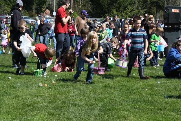 Kids hunt for eggs at the annual Bonney Lake Egg Hunt at Allan Yorke Park
