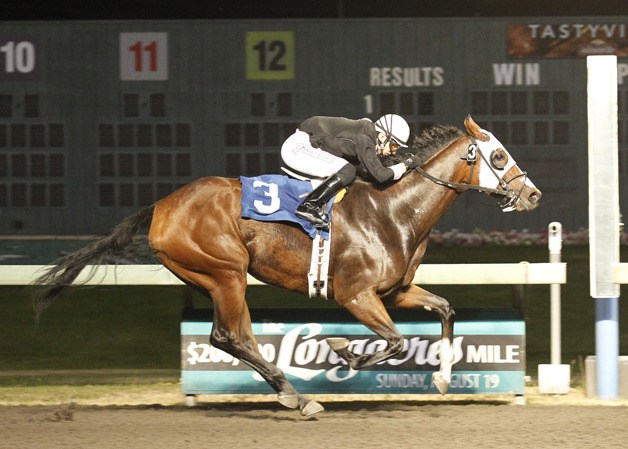 Rockmystar and leading rider Juan Gutierrez combine for a 2-½ length victory Friday in the feature race for 3-year-olds and up at Emerald Downs. September 14
