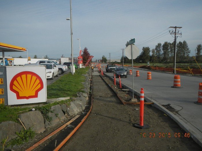 A photo of the reconstruction on 136th Avenue East/Valentine Avenue SE from 24th Street East in Sumner.