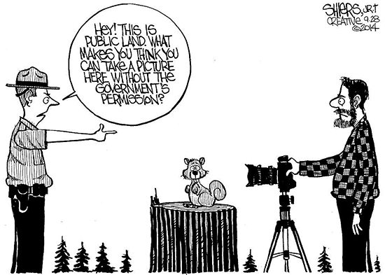 Commentary on the forest service asking to charge money to take pictures on federal land.