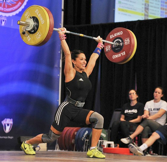 Melanie Roach successfully does a clean and jerk of 101 kilograms during a recent competition in Reno